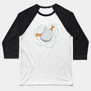 Swimming Duck Upside Down Baseball T-Shirt